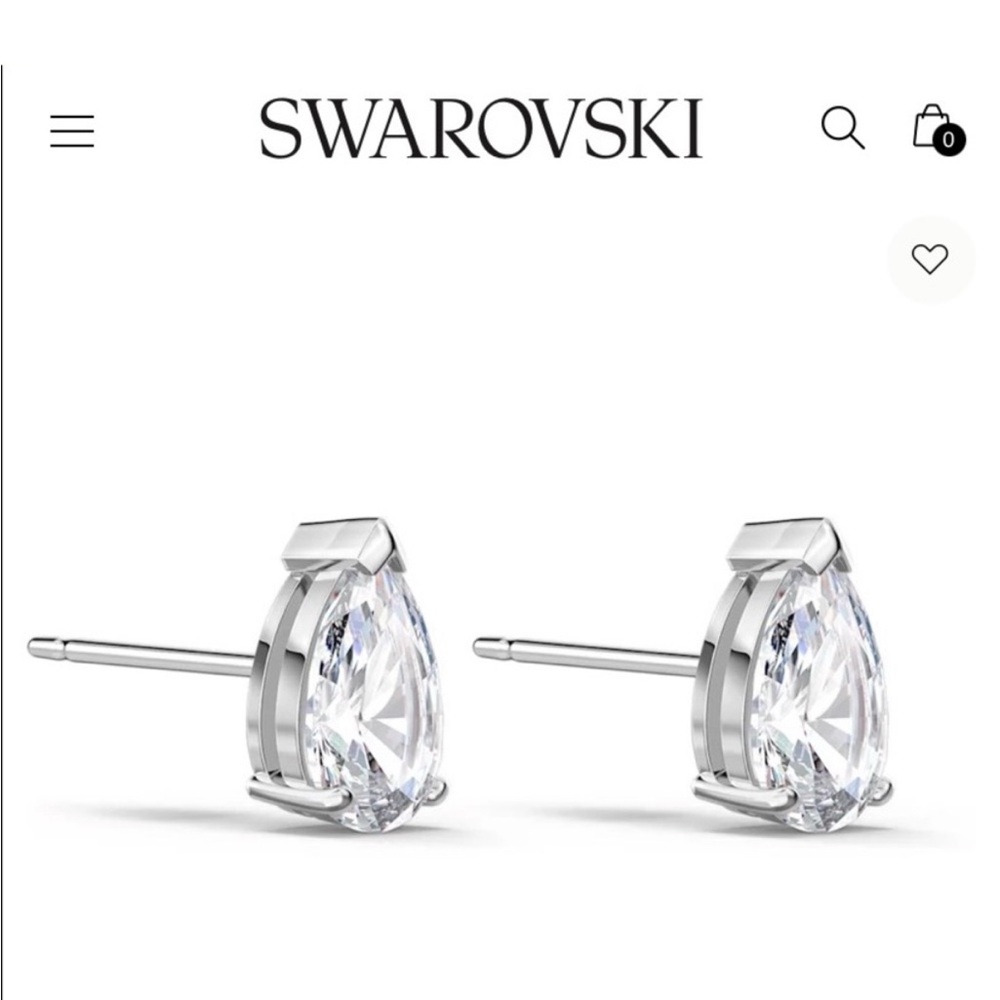 Swarovski Set Pear Silver Necklace and Earring w/Clear Crystals - Picture 4 of 6